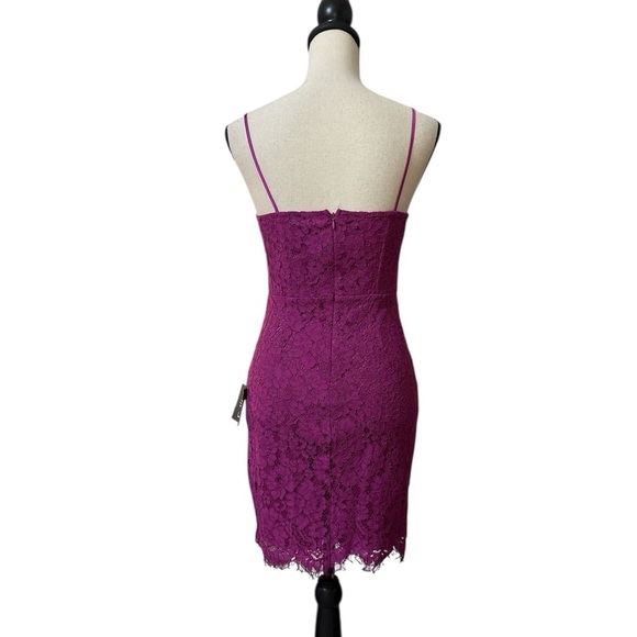 Lulus Keep It Social Magenta Lace Bodycon Mini Dress Sz. Small - Picture 8 of 14